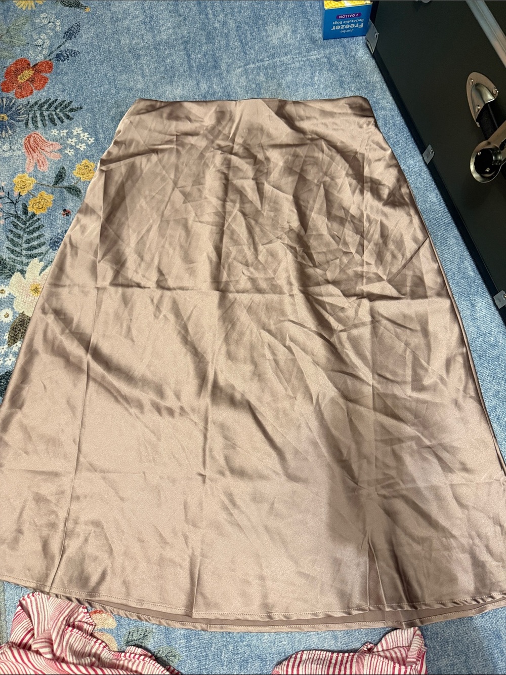 Source Unknown Taupe Satin A-Line Skirt